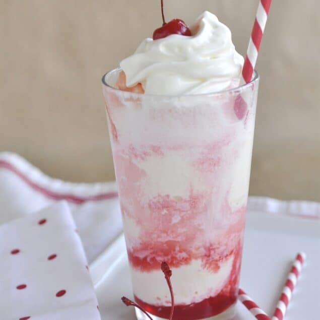 cherry float in a glass