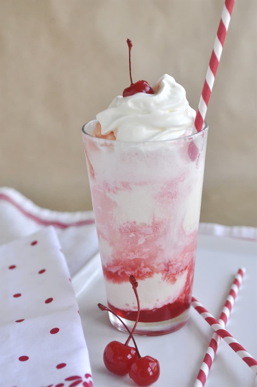 cherry float in a glass