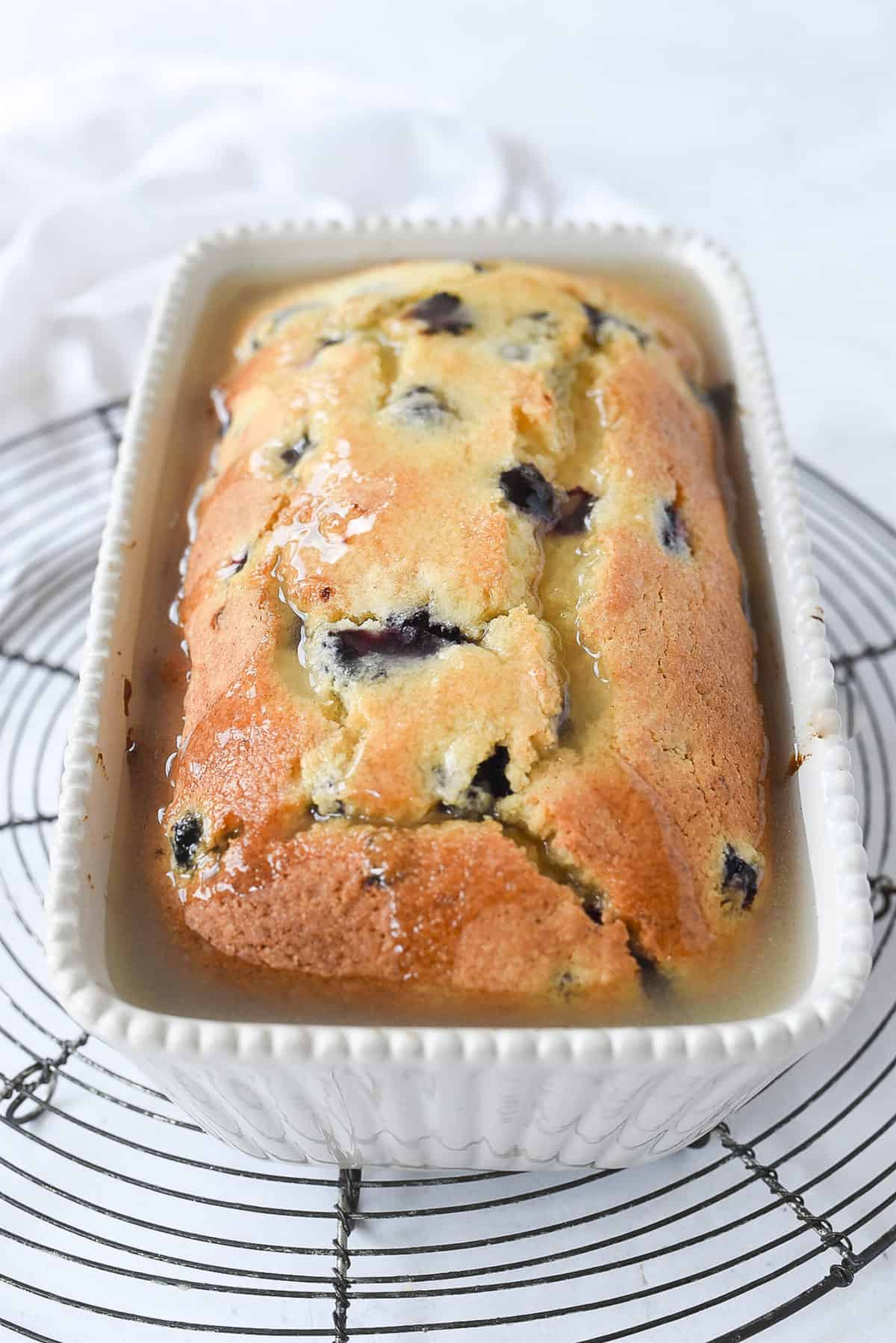 glaze pooling around bread in pan