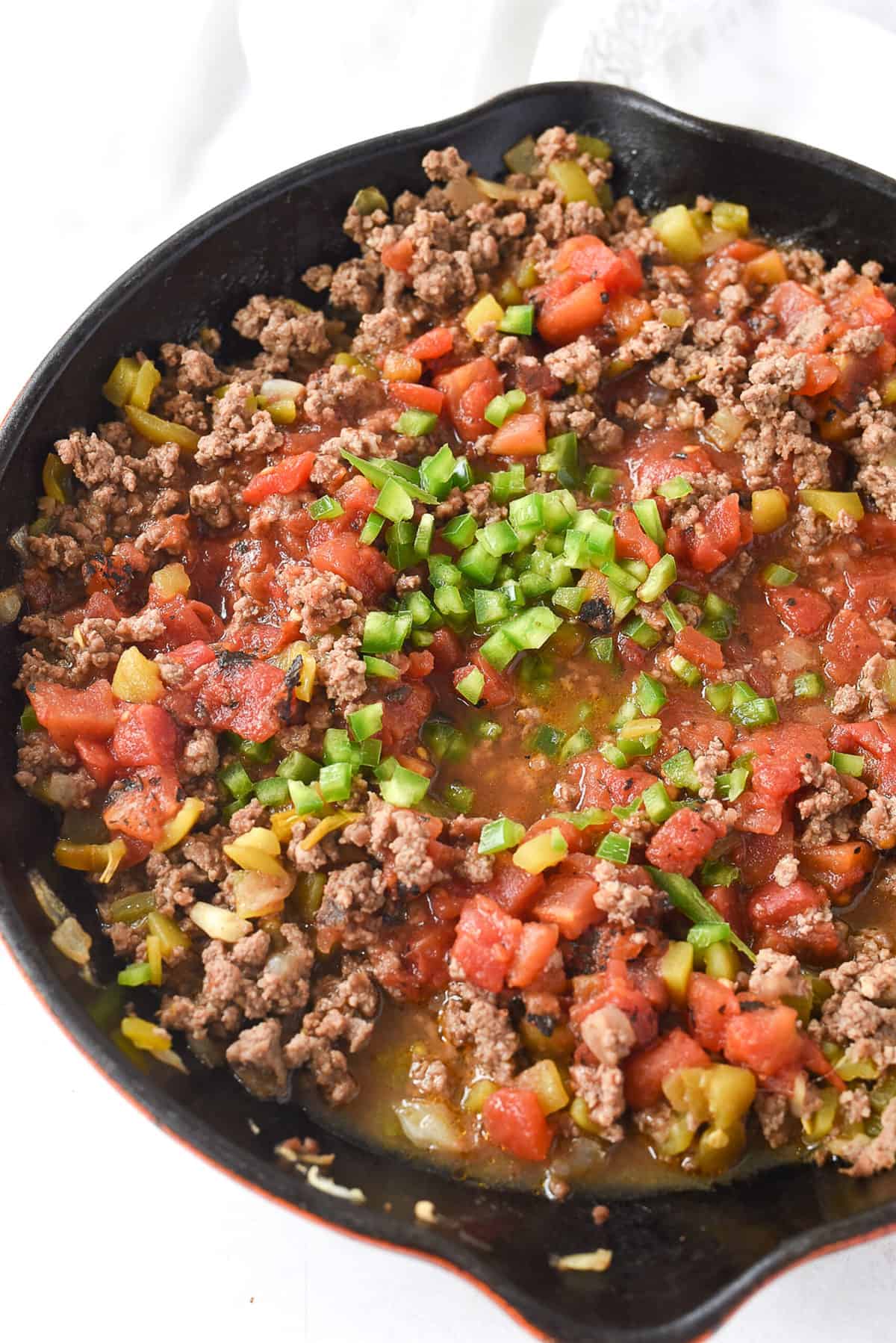 meat mixture for chili con queso dip