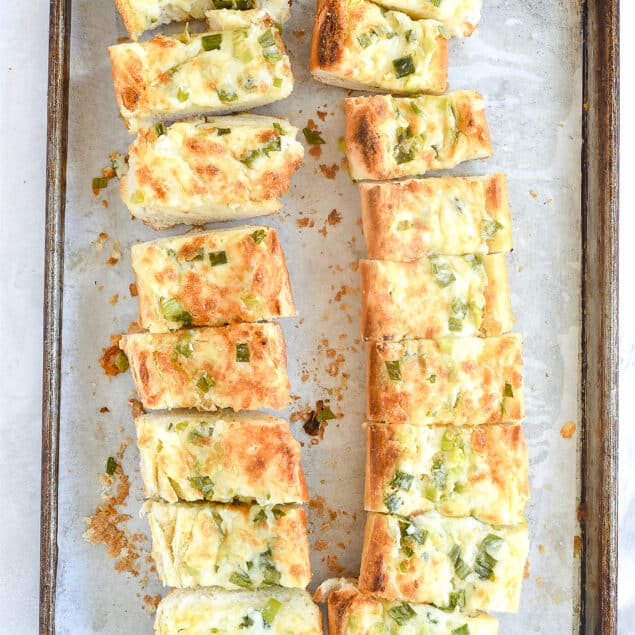 baked garlic cheese bread sliced