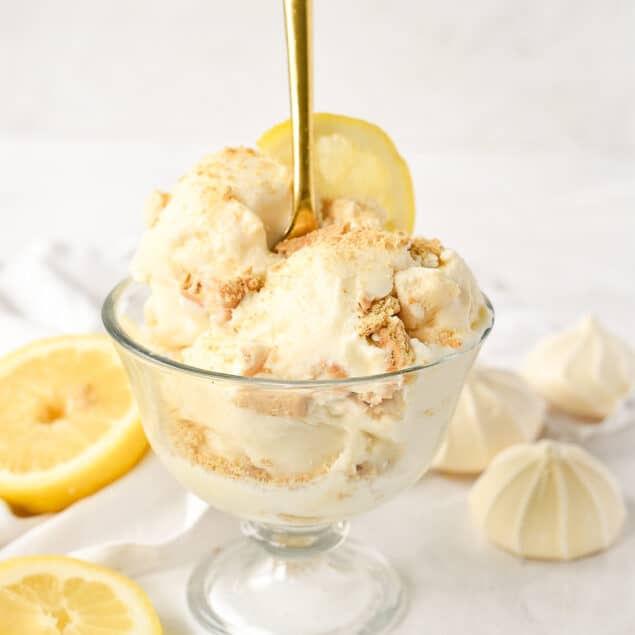 dish of lemon meringue ice cream