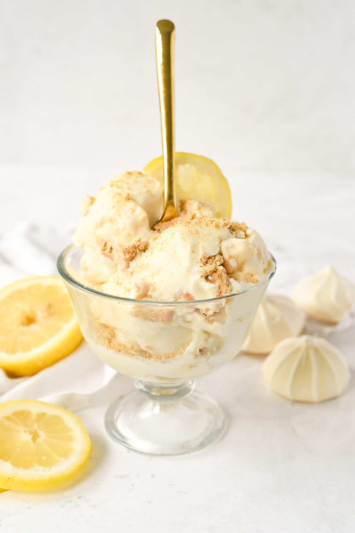 dish of lemon meringue ice cream