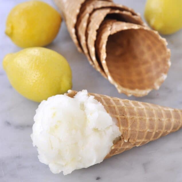 ginger sorbet on a cone
