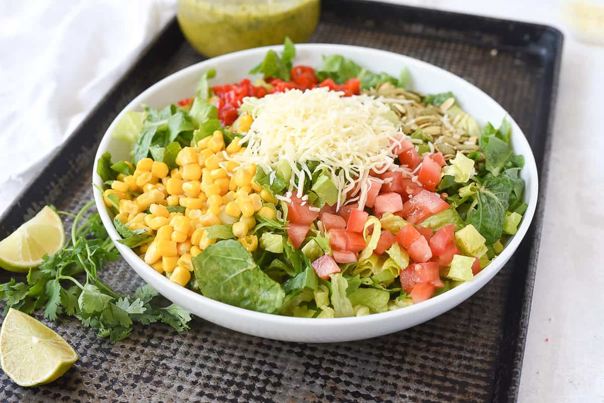 lime cilantro chicken salad in bowl