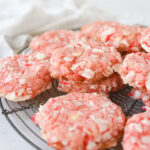 peppermint cookies on a round baking rack