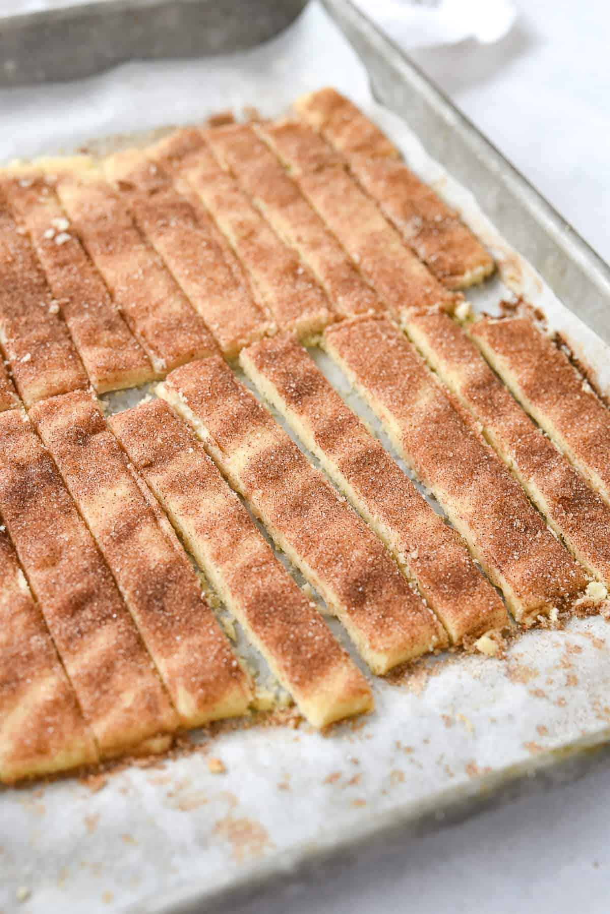 baked pie fries on a baking sheet