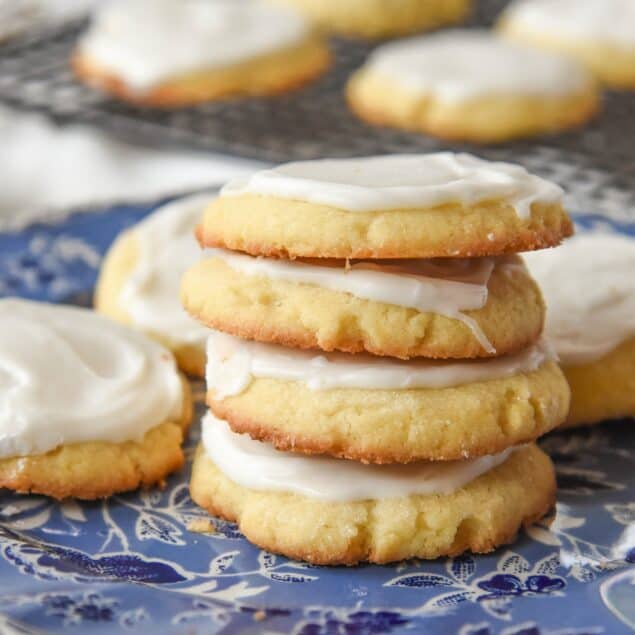 stack of four almond cookies