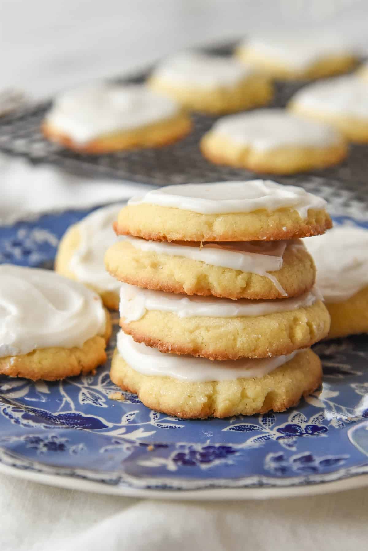stack of four almond cookies