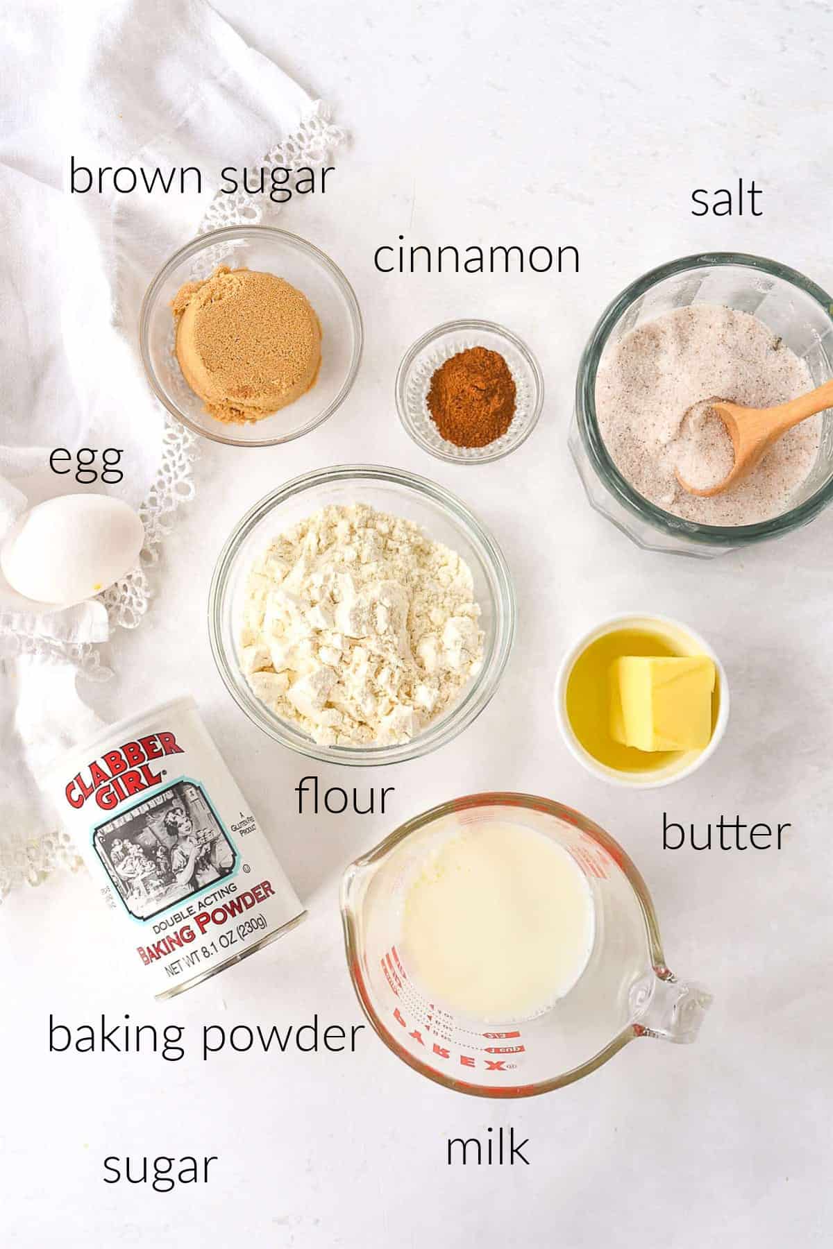 ingredients for cinnamon roll muffins