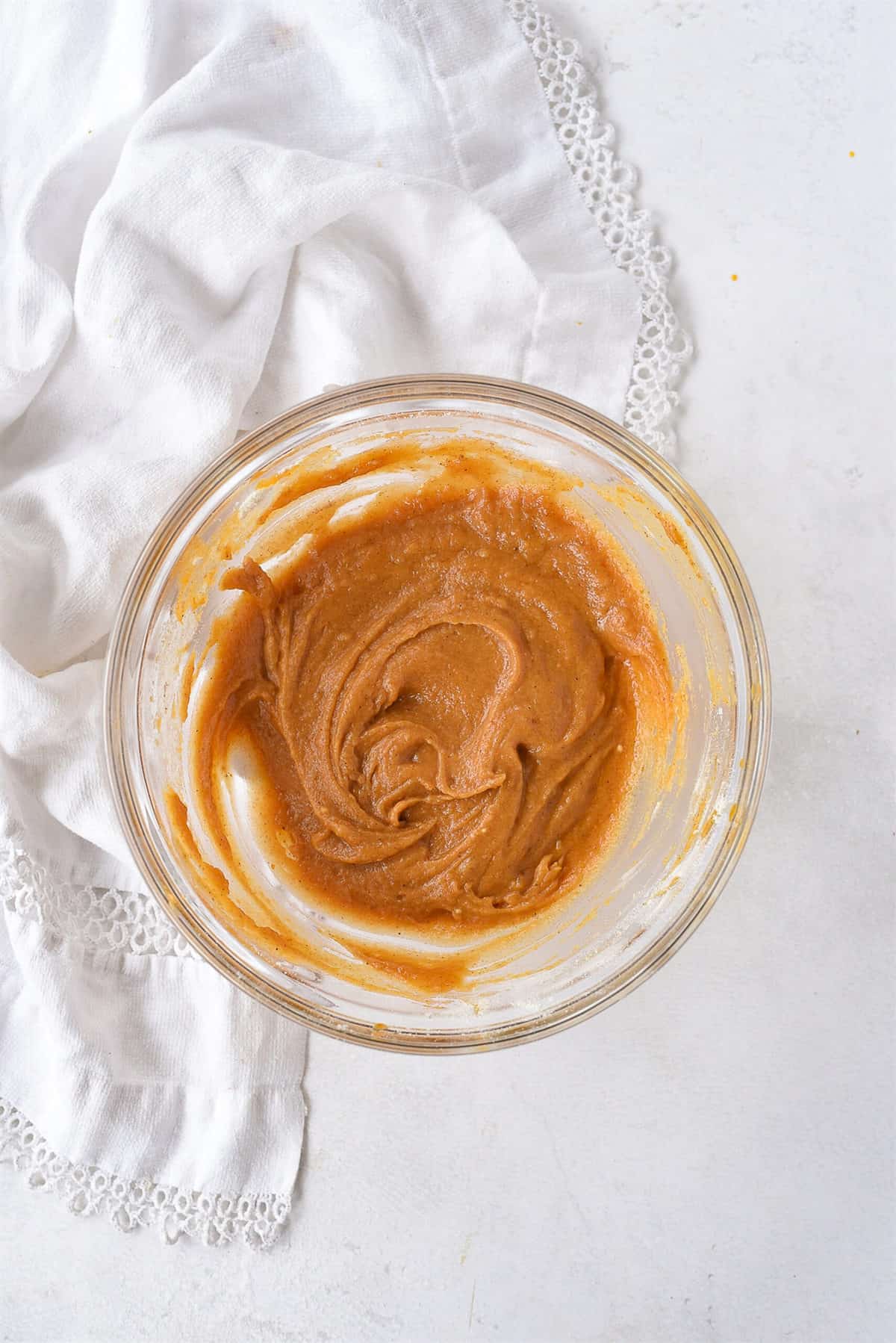 pumpkin muffin batter in a bowl