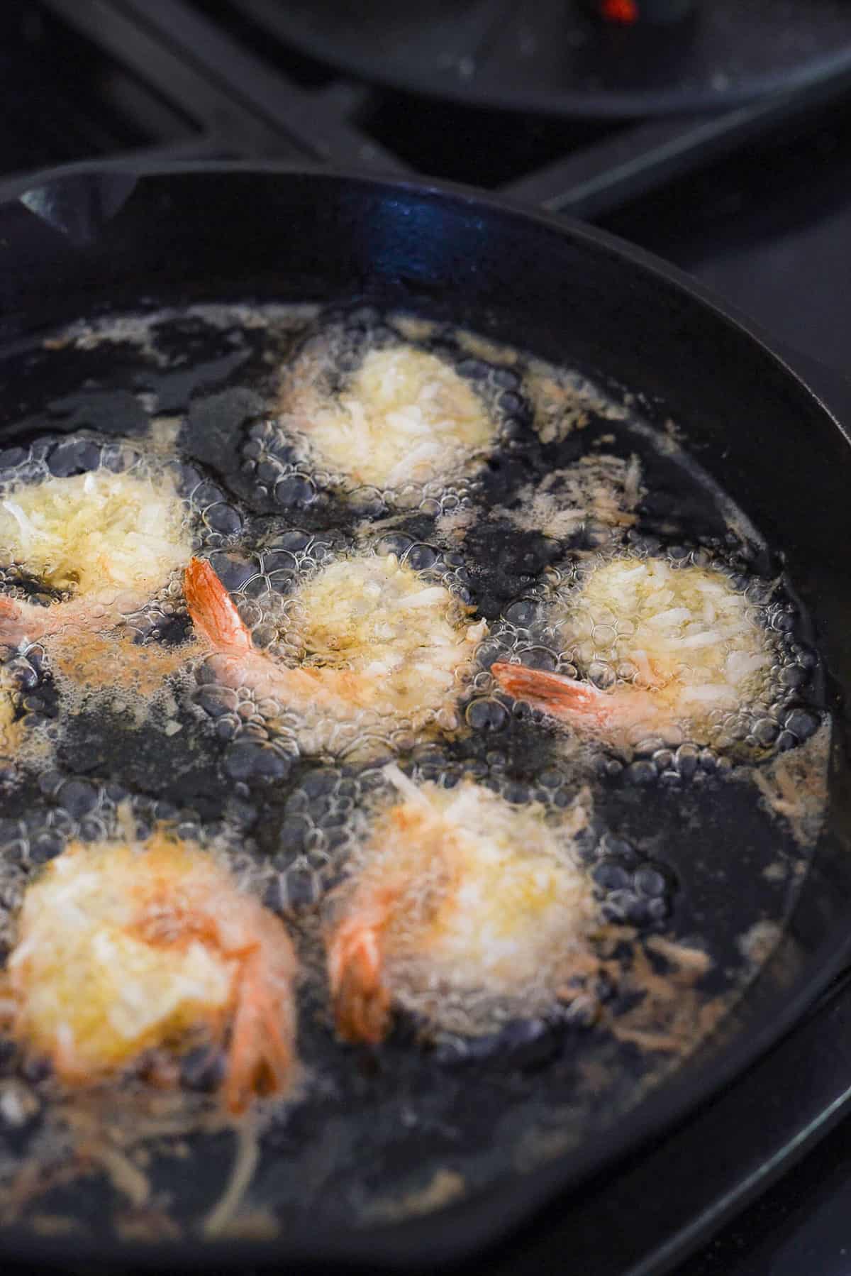 frying shrimp in oil
