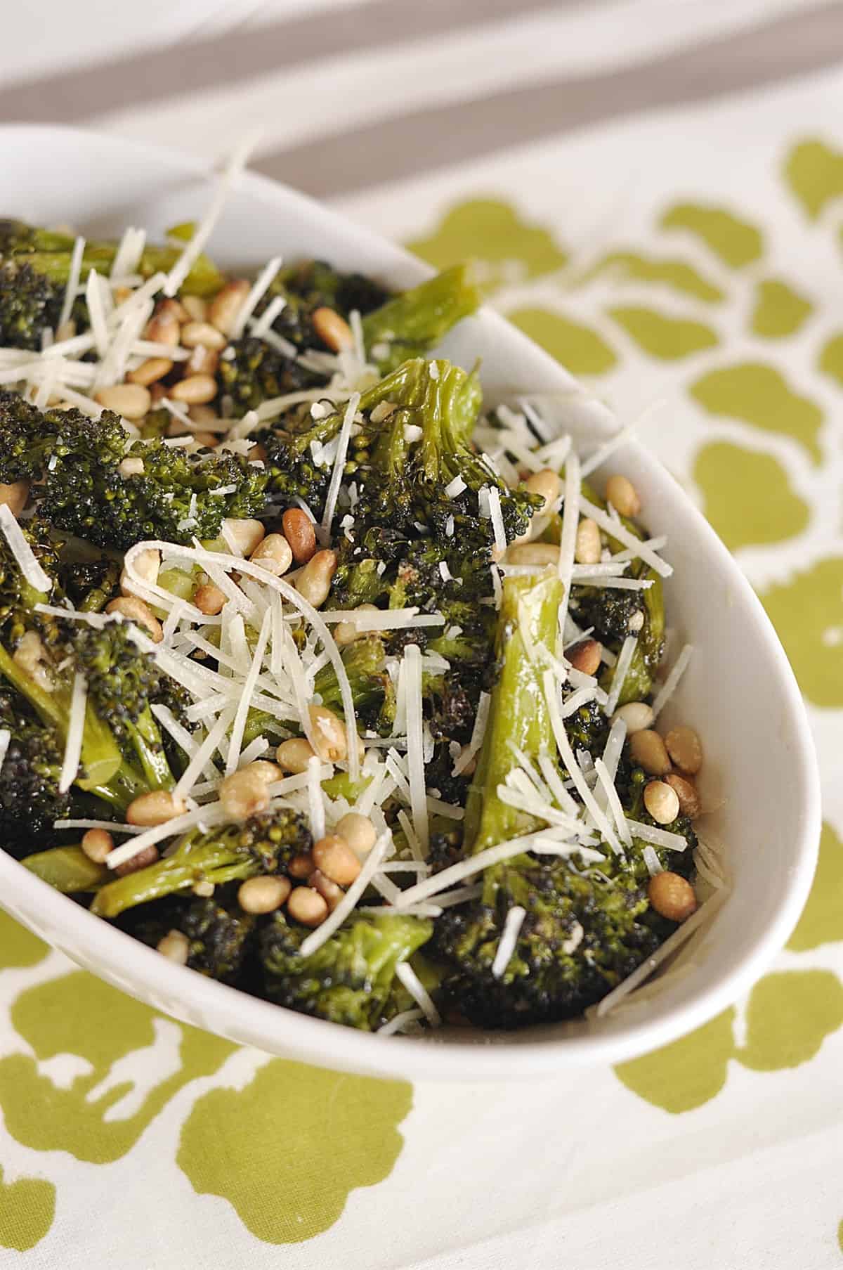 bowl of roasted broccoli