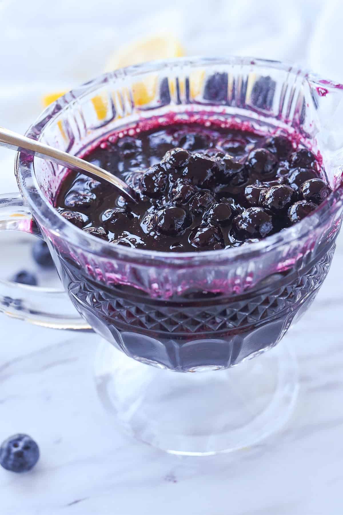 blueberry sauce in a bowl