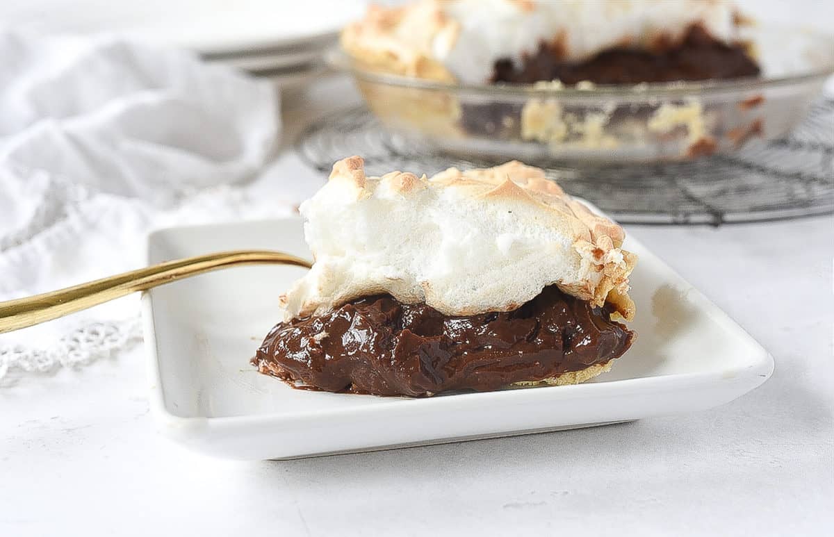 slice of chocolate meringue pie