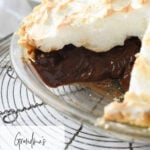 Sliced chocolate meringue pie