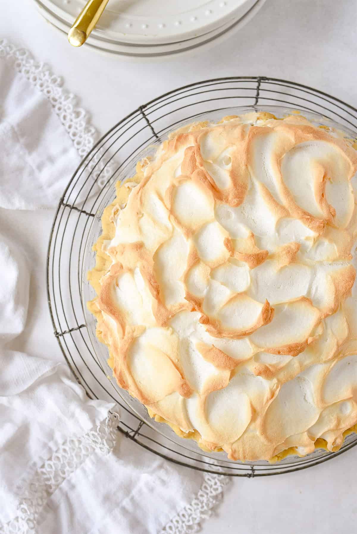 overhead shot of meringue pie