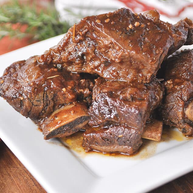 stack of short ribs on a plate