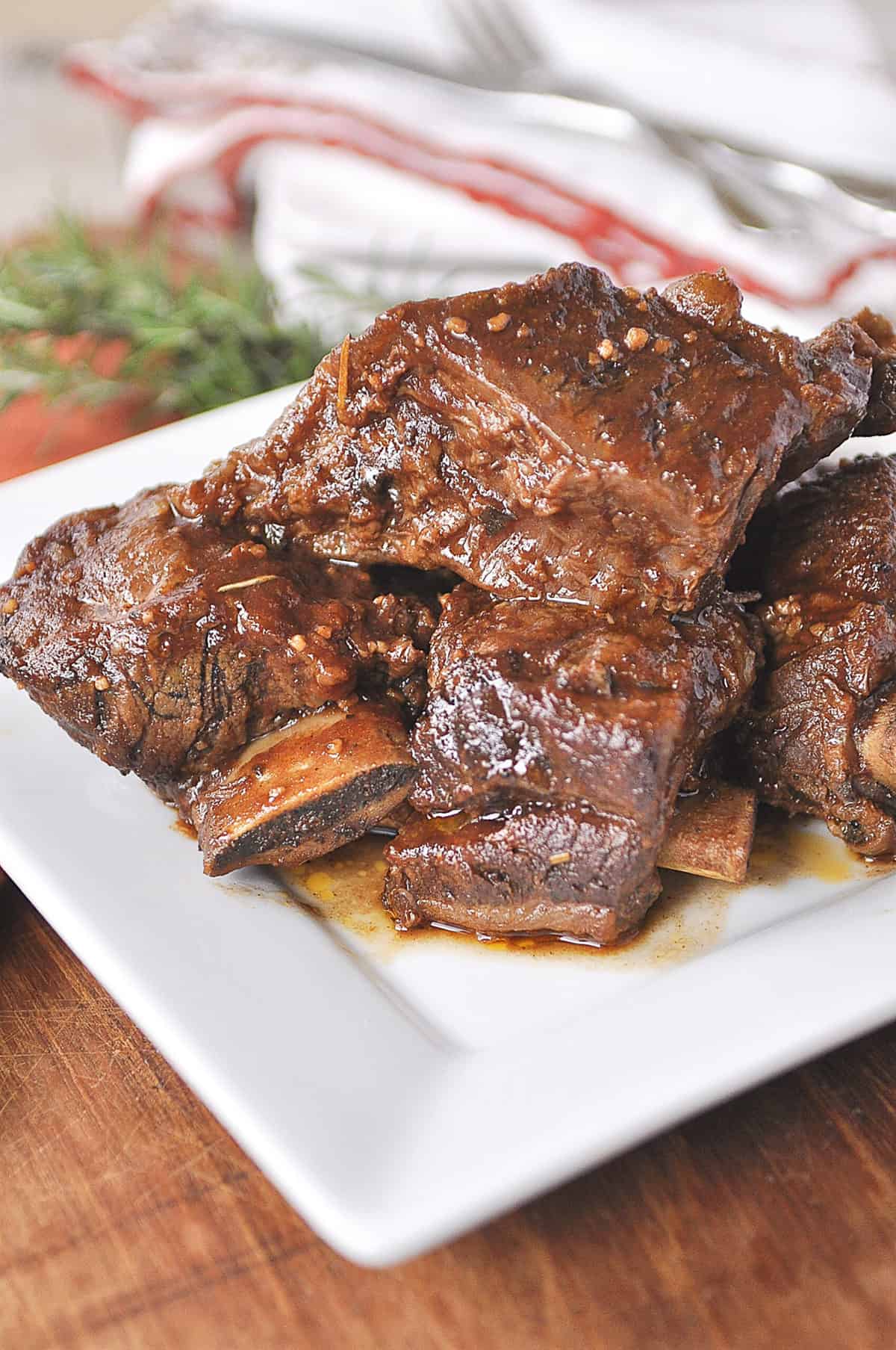 stack of short ribs on a plate