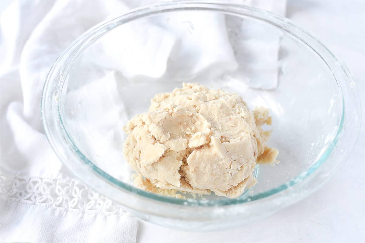 shortbread crust dough in a bowl.