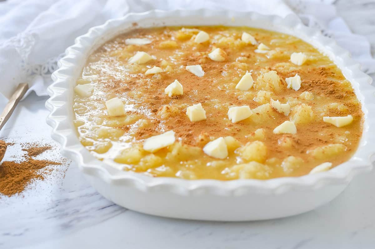 pineapple casserole with butter on top