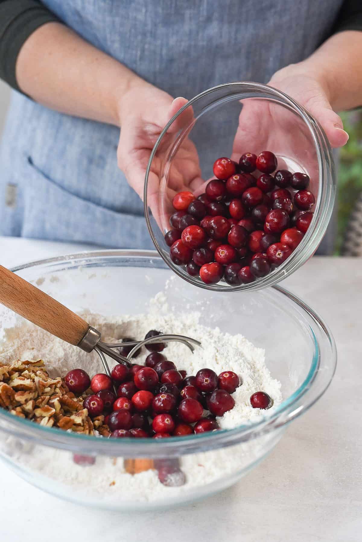 add cranberries into dry ingredients