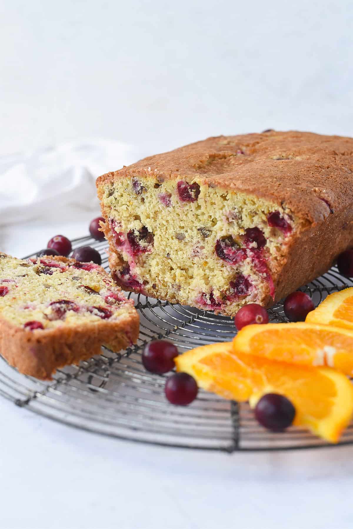 cranberry orange bread sliced