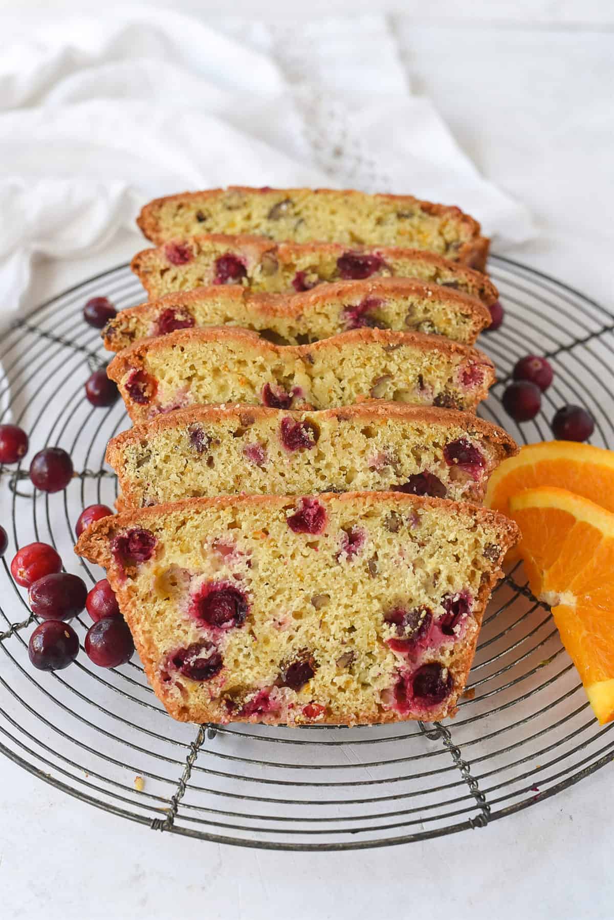 slices of orange cranberry bread