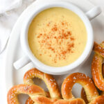 bowl of cheesy pretzel dipping sauce