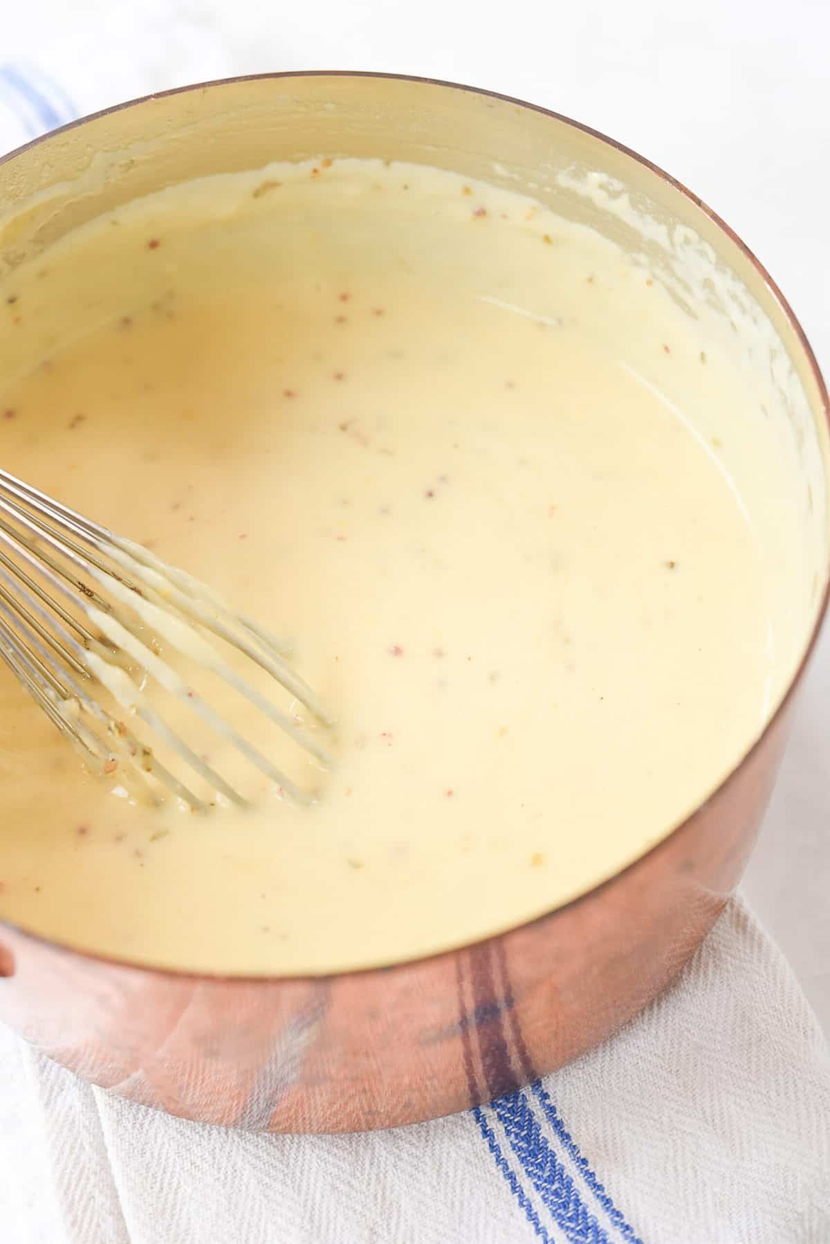 pretzel dipping sauce in pan