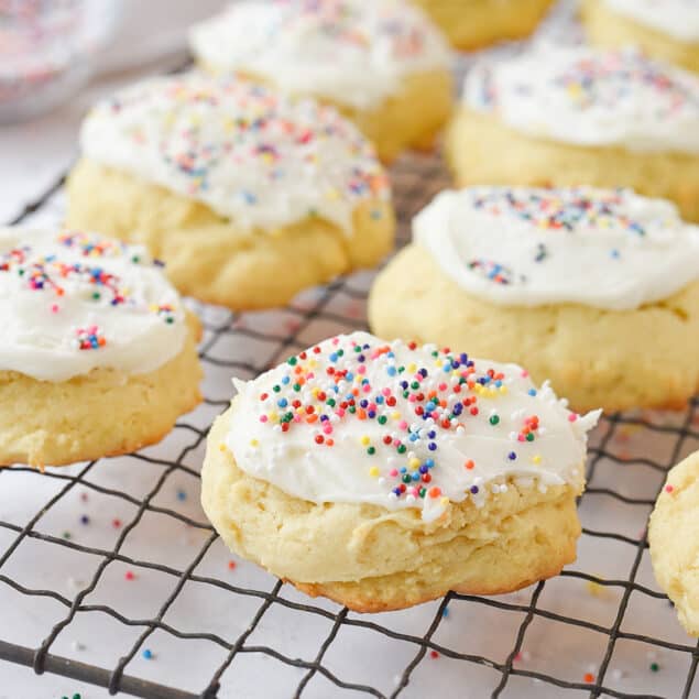 sour cream cookies on a cooling rack