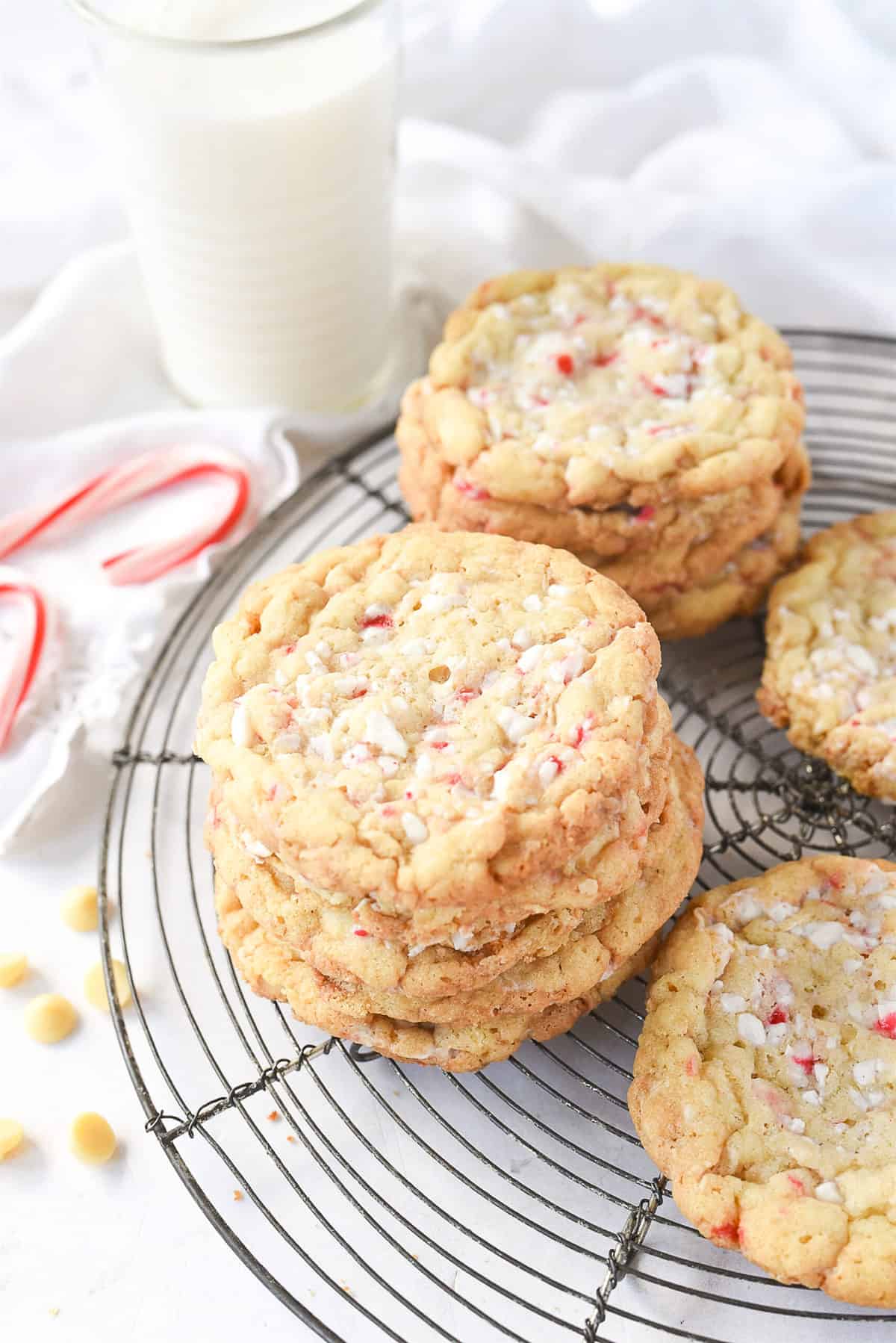 stacks of cookies on a cooling rack