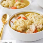 two bowls of chicken and dumplings