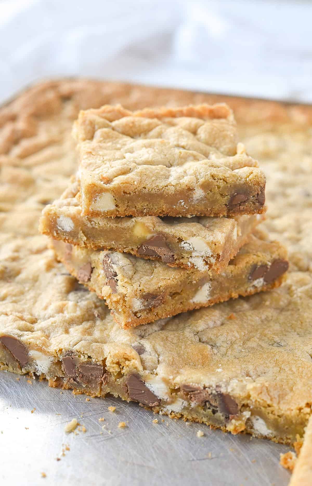 pan of chocolate chip cookie bars