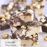stack of chocolate peanut butter fudge