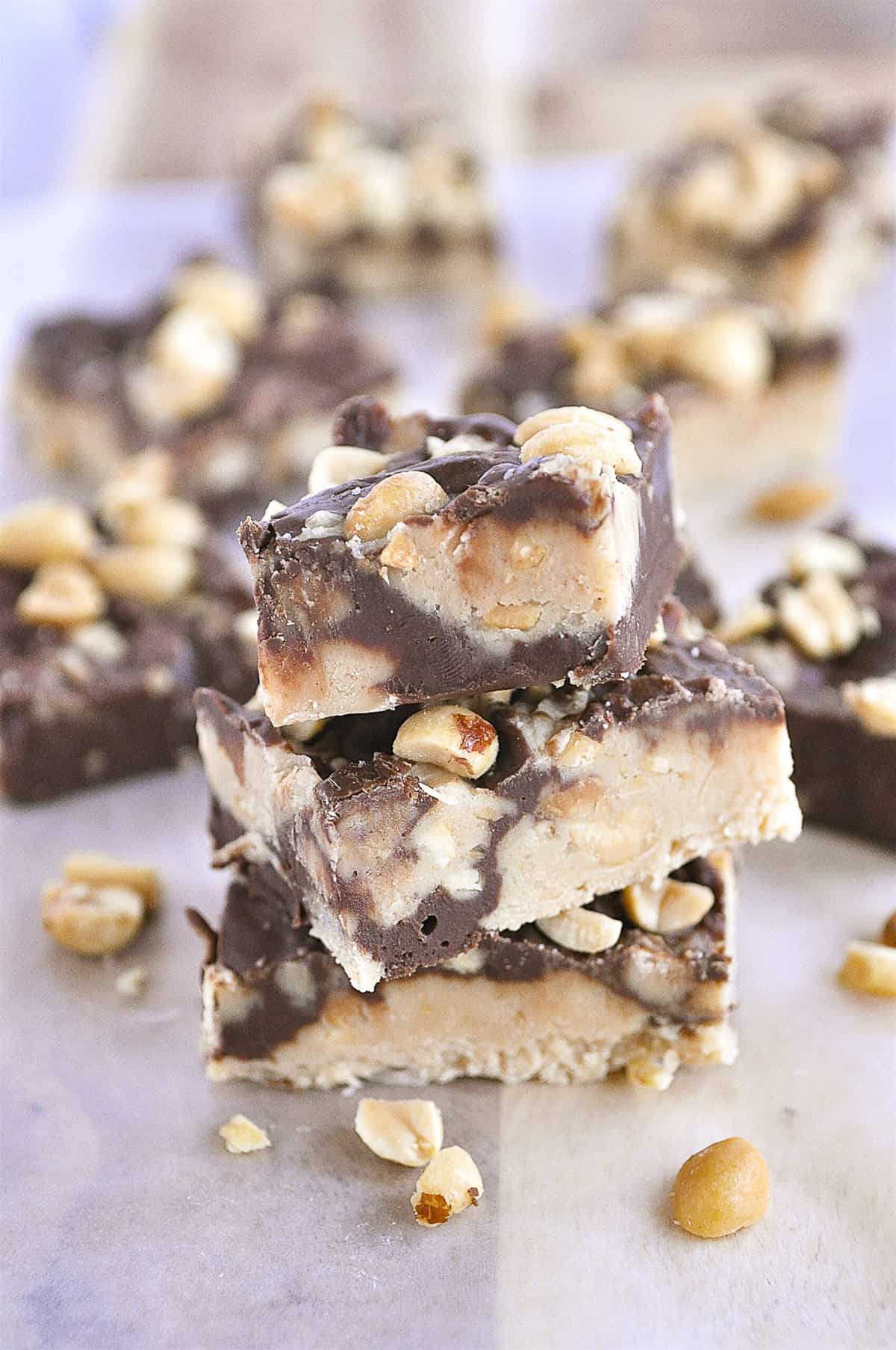 stack of peanut butter fudge