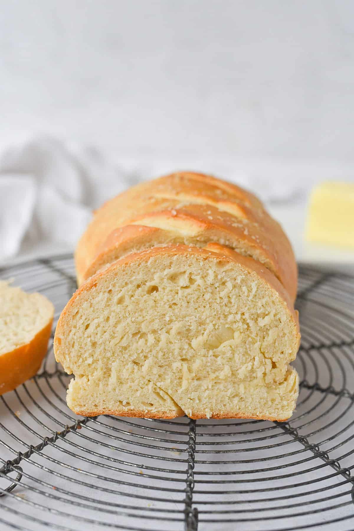 sliced loaf of small batch french bread
