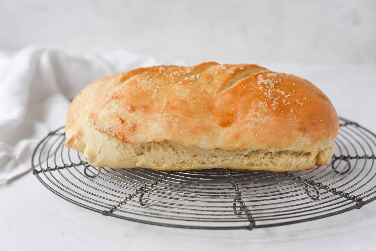 french bread on a  rack