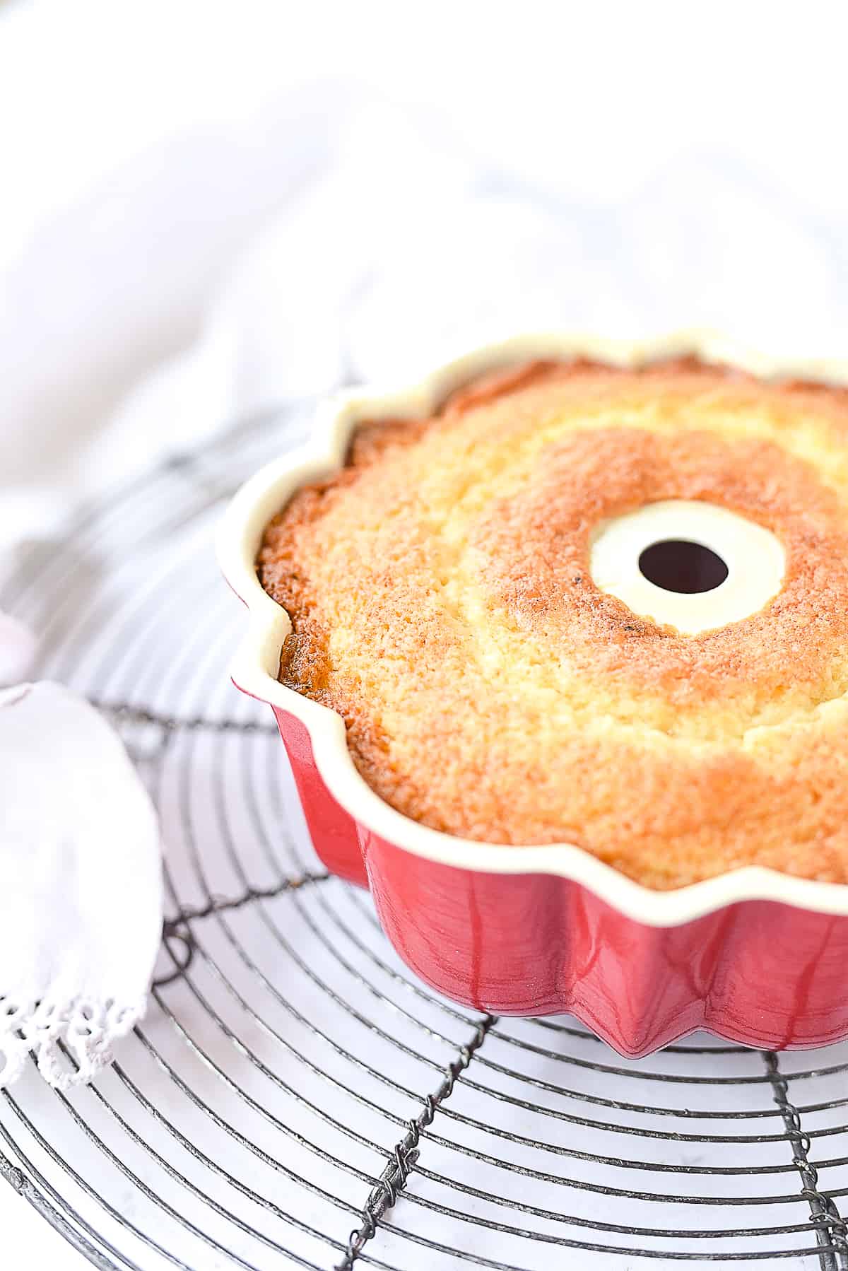 cake cooling on a rack