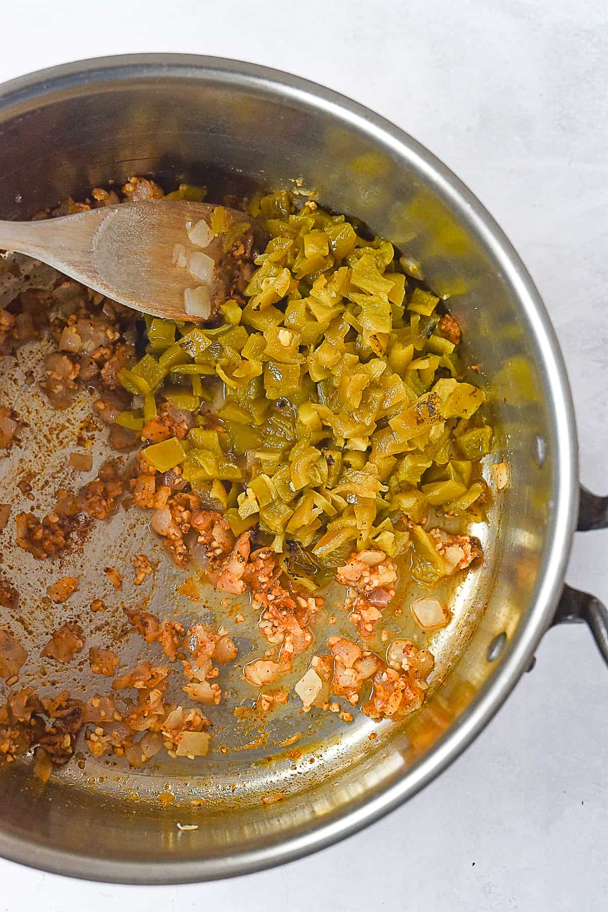 sautéing onions in pan