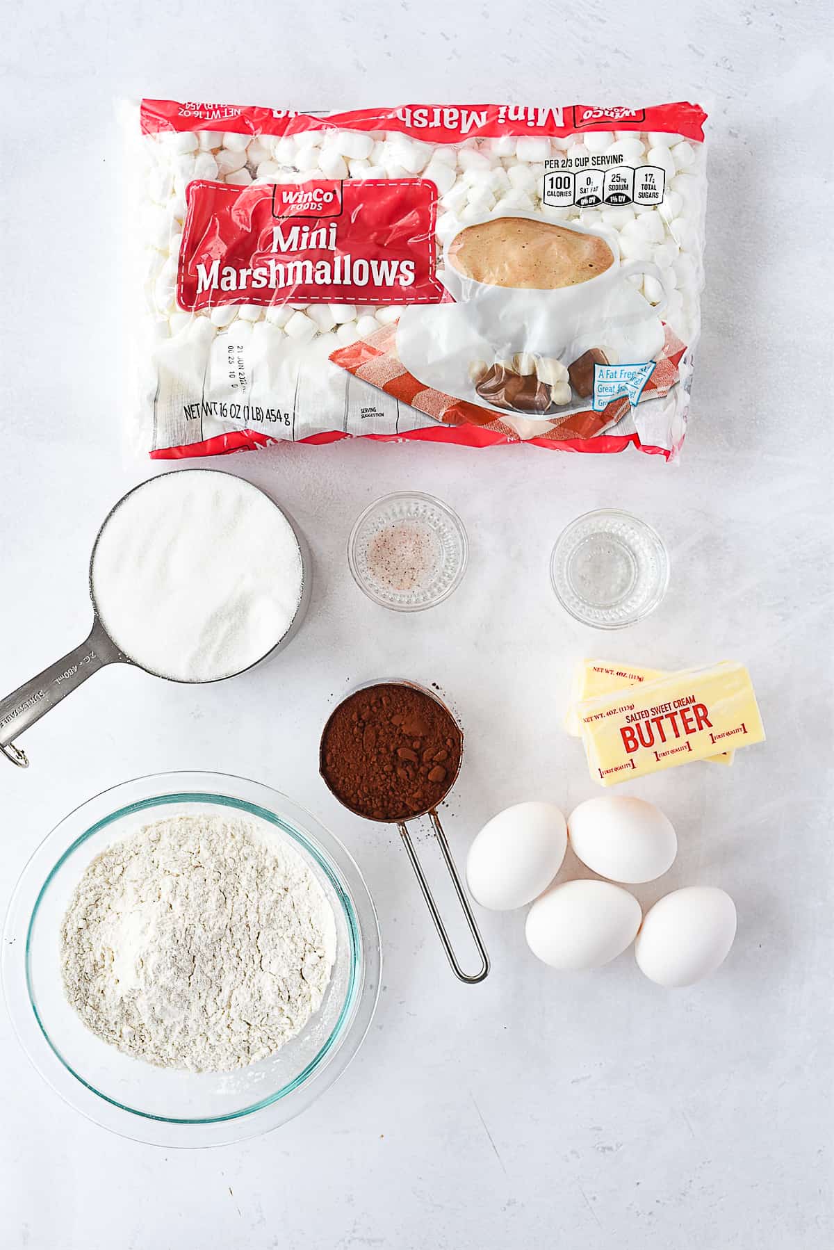 ingredients for marshmallow brownies