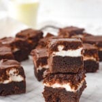 stack of marshmallow brownies