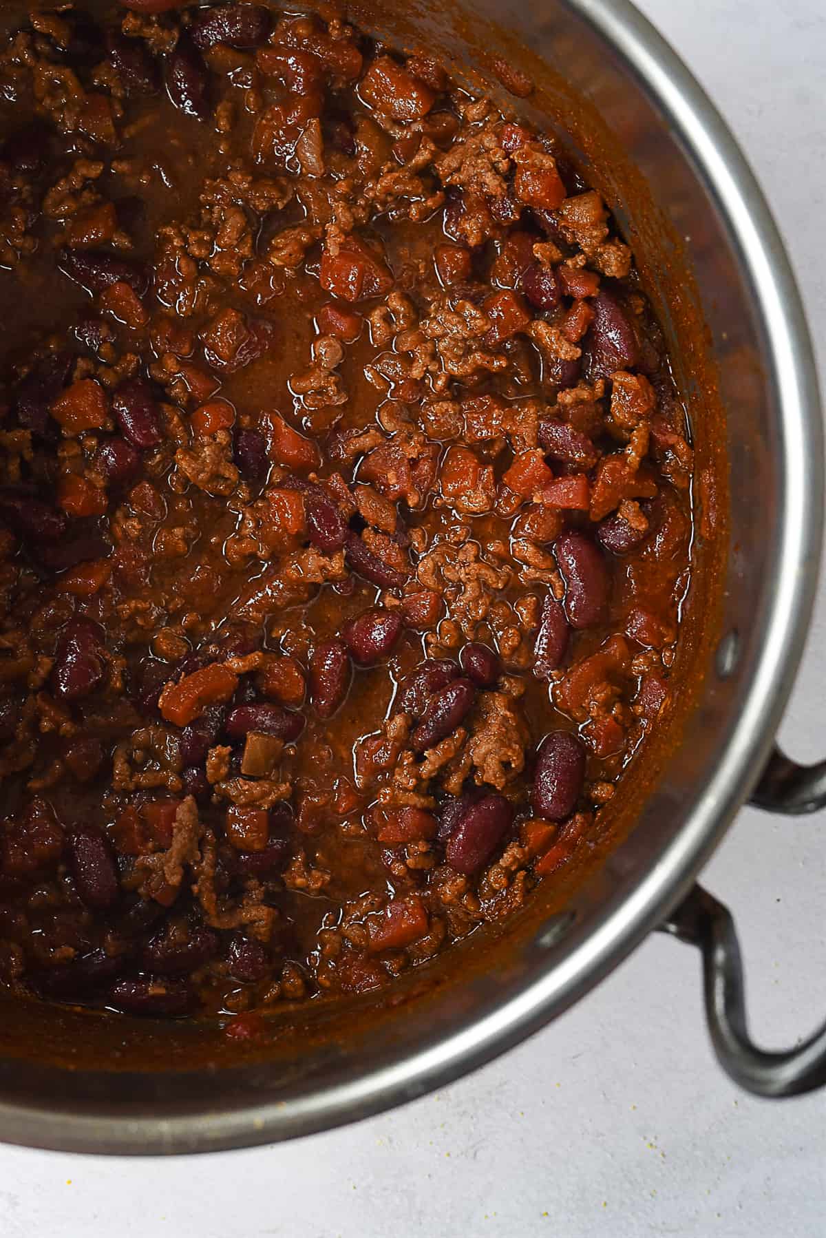 pot of simmering chili