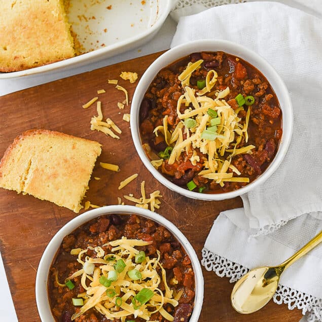 two bowls of chili