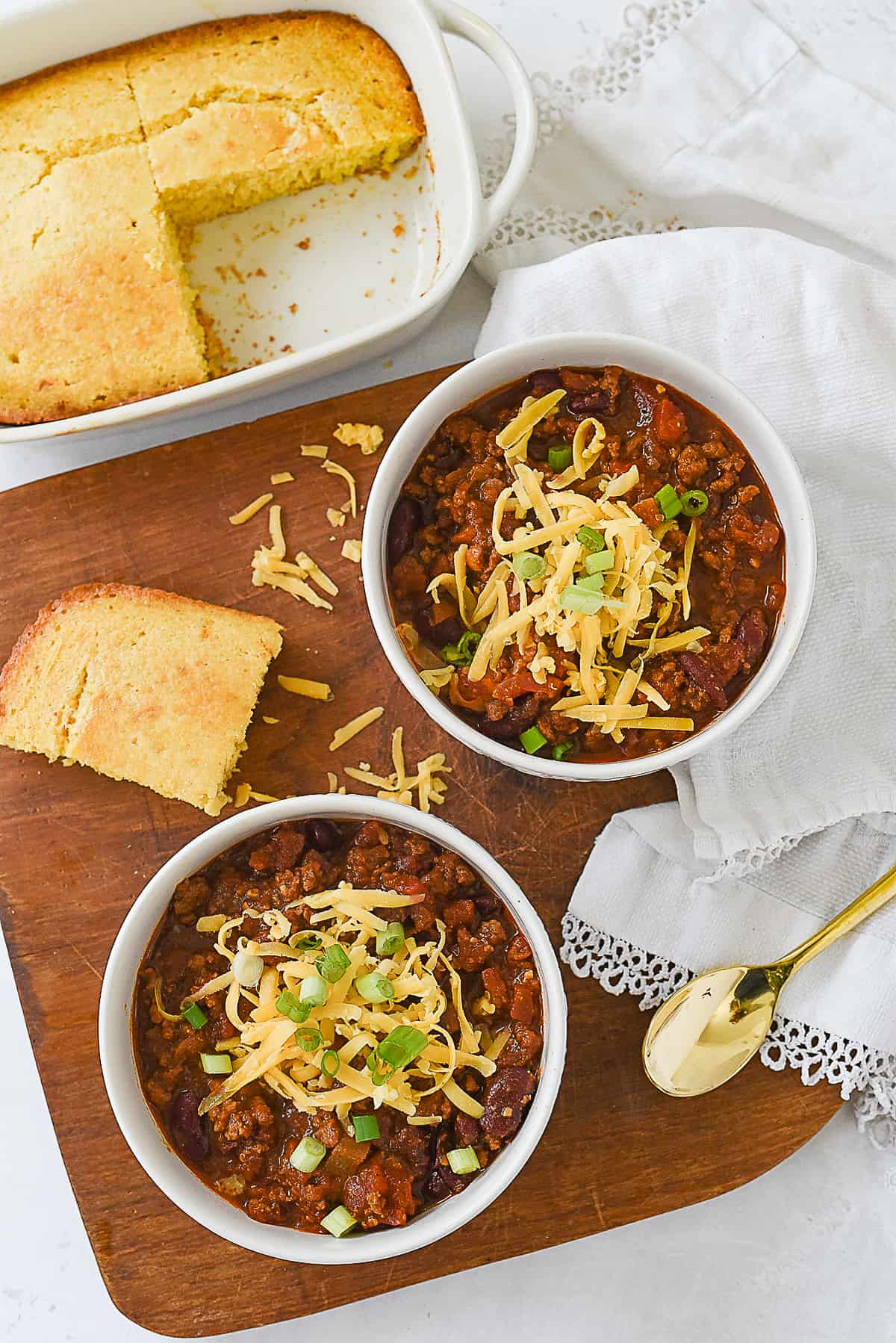 two bowls of chili