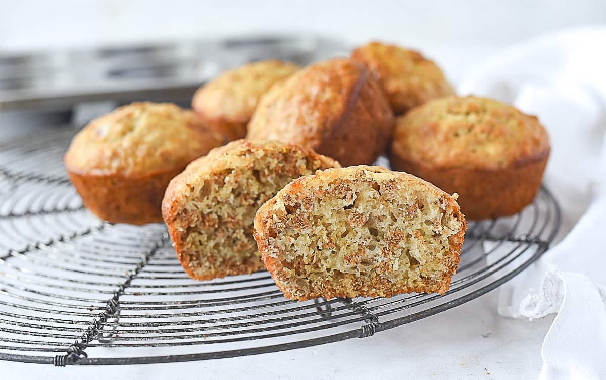 bran muffin on a cooling rack