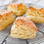 four biscuits on a cooling rack