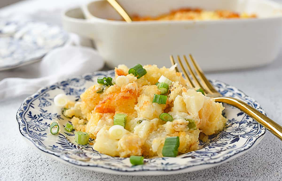 cheesy potatoes on a plate