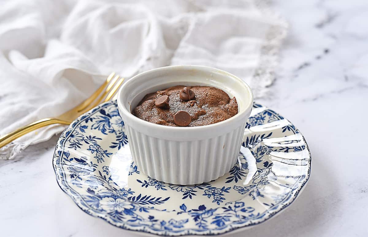 baked single serve brownie on a dish