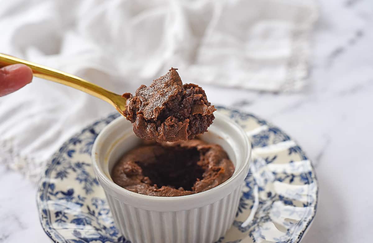 spoon with brownie on it.